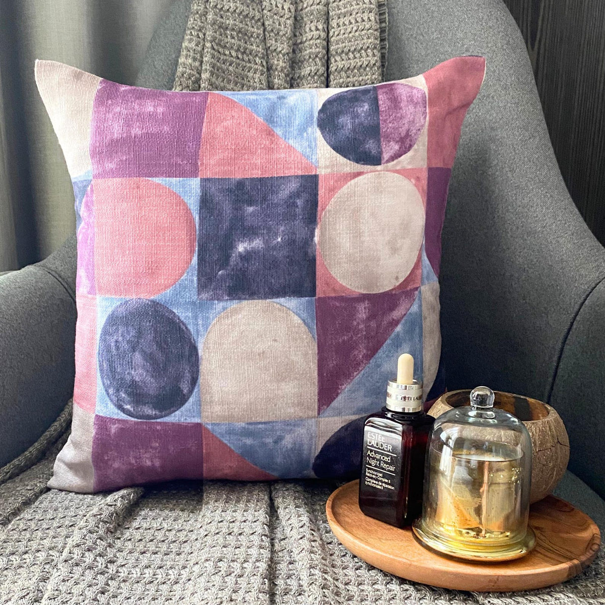 Playful Palette Violet - Violet Cotton Canvas Throw Pillow Cover