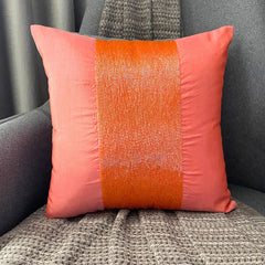 Peachy Orange - Orange Art Silk Throw Pillow Cover