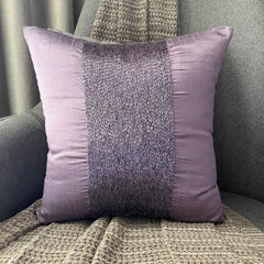Violet Center - Purple Art Silk Throw Pillow Cover
