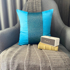 Aqua Center - Aqua Blue Art Silk Decorative Euro Sham