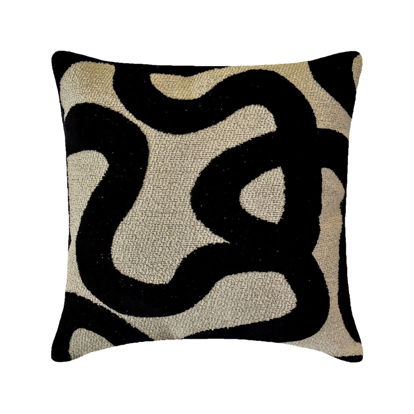 Mono Scrolls Throw Pillow Cover