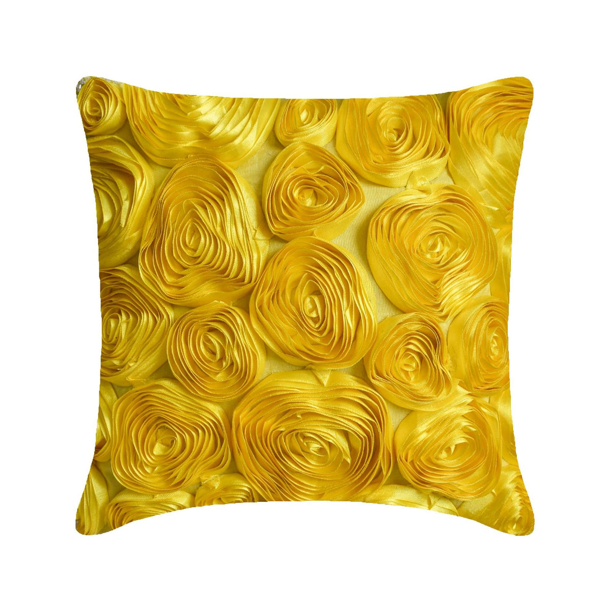 Sun Blooms - Yellow Art Silk Throw Pillow Cover
