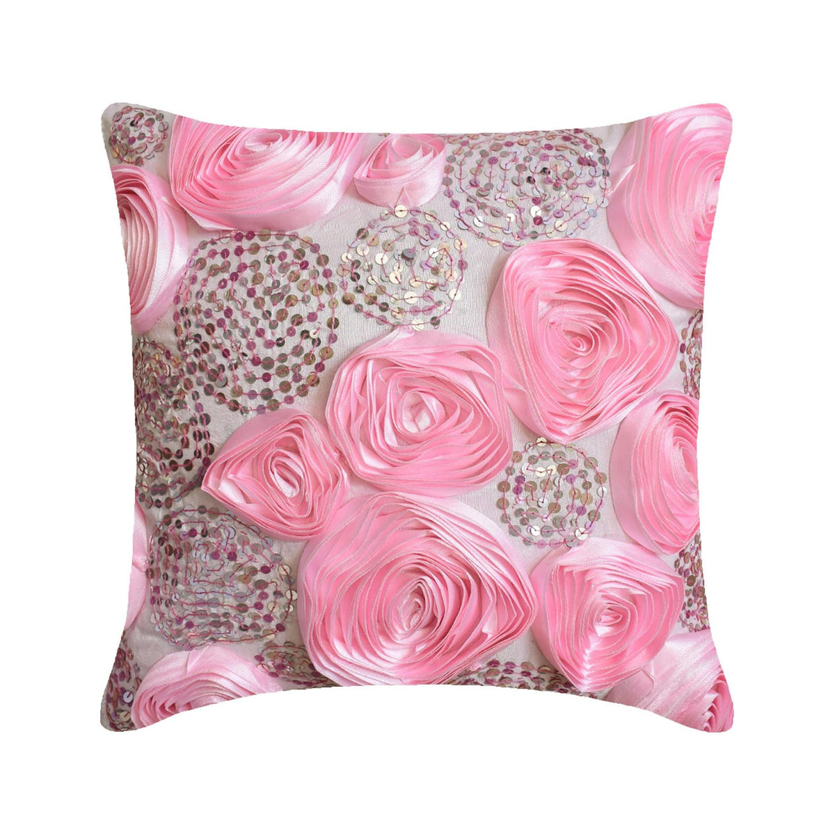 Sweet Kisses - Pink Art Silk Decorative Euro Sham