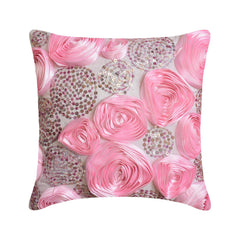 Sweet Kisses - Pink Art Silk Decorative Euro Sham