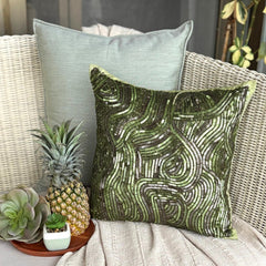 Chlorophyll - Green Art Silk Throw Pillow Cover