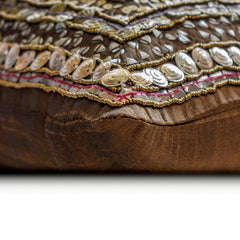 Ethnic Origins - Brown Art Silk Throw Pillow Cover