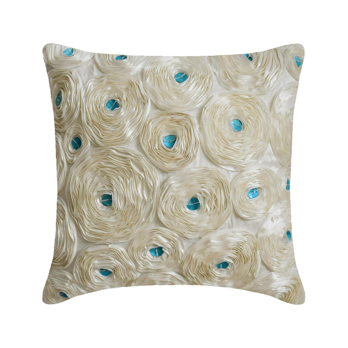Ivory Roses - Ivory Art Silk Throw Pillow Cover