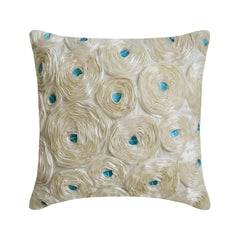 Ivory Roses - Ivory Art Silk Throw Pillow Cover