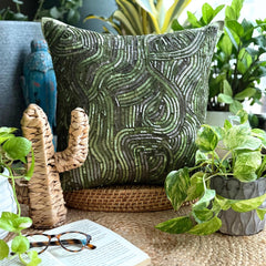 Chlorophyll - Green Art Silk Throw Pillow Cover