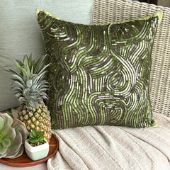 Chlorophyll - Green Art Silk Throw Pillow Cover