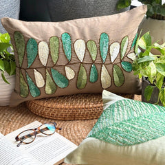 Days Of Leaves - Art Silk Brown Decorative Lumbar Pillow Cover