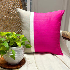 Fuchsia Silkastic  - Fuchsia Silk & Linen Throw Pillow Cover