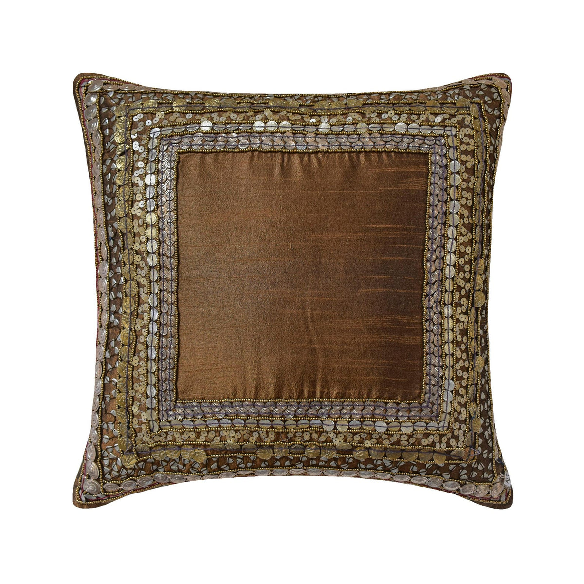Ethnic Origins - Brown Art Silk Throw Pillow Cover