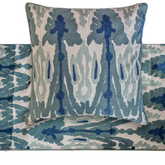 Blue Mirage - Cotton Blue Decorative Bed Runner and Pillow Cover