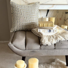 Ivory & Clear Jacquard Throw Pillow Cover - Pearl Prism