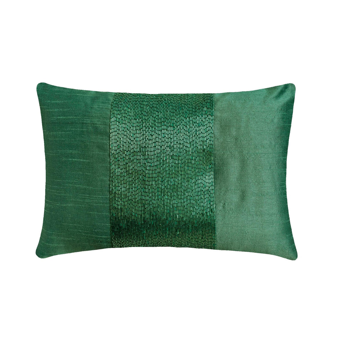 Green Center - Art Silk Green Decorative Lumbar Pillow Cover