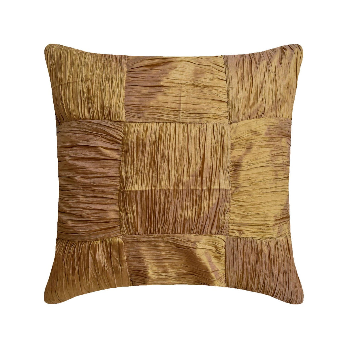 Dreamy Gold - Gold Crushed Art Silk Throw Pillow Cover
