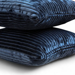 Navy Blue Velvet Throw Pillow Cover - Navy Blue Lines