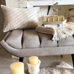 Cream Satin Lumbar Pillow Cover - Crystal Bliss