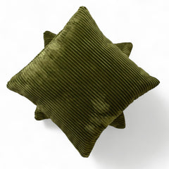 Green Velvet Throw Pillow Cover - Green Lines