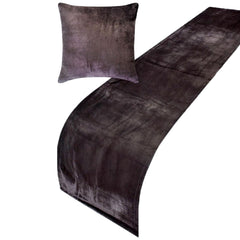 Dark Plum Velvet Plush - Velvet Purple Decorative Bed Runner and Pillow Cover