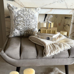 White Velvet Throw Pillow Cover - Frosted Glamour