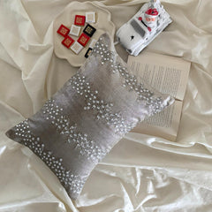 Silver Velvet Lumbar Pillow Cover - Crystal Frostline