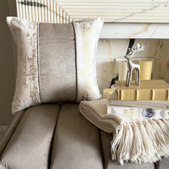 Gold & Silver Velvet Throw Pillow Cover - Golden Ashes