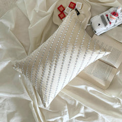 Cream Satin Lumbar Pillow Cover - Crystal Bliss