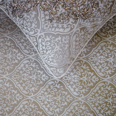 Silver Empress - Jacquard Gray Decorative Bed Runner and Pillow Cover