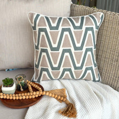 Green Cotton Throw Pillow Cover - Trion