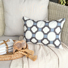 Blue Linen Lumbar Pillow Cover - Serina