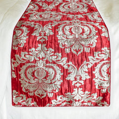 Crimson Damask - Jacquard Red Decorative Bed Runner and Pillow Cover