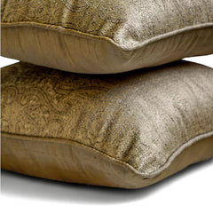 Antique Gold Jacquard Throw Pillow Cover - Golden Cascade