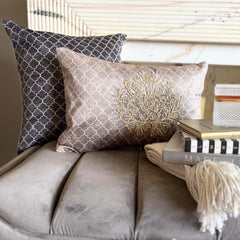 Beige Velvet Lumbar Pillow Cover - Malika Beige