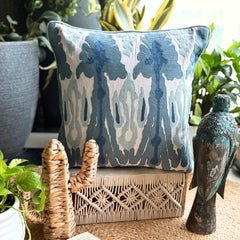 Blue Cotton Throw Pillow Cover - Thread Trace