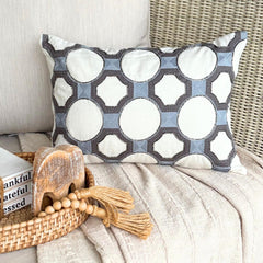 Blue Linen Lumbar Pillow Cover - Serina