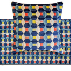 Blue Patterns - Velvet Blue Decorative Bed Runner and Pillow Cover