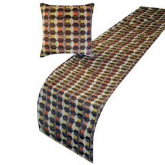 Orange Patterns - Velvet Orange Decorative Bed Runner and Pillow Cover