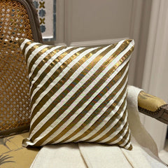 Unfolding Ivory Antique Gold - Ivory Art Silk Throw Pillow Cover