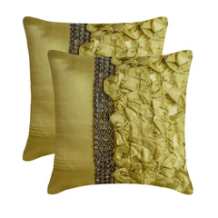 Diamonds And Ruffles - Green Satin Throw Pillow Cover