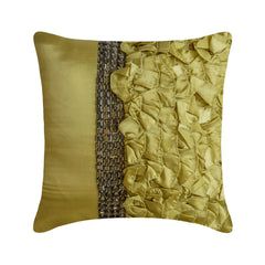 Diamonds And Ruffles - Green Satin Throw Pillow Cover