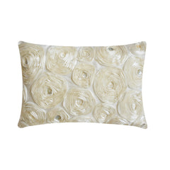 Ivory Paradise - Art Silk Ivory Decorative Lumbar Pillow Cover