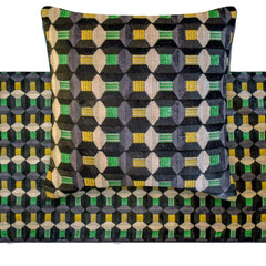 Green Patterns - Velvet Green Decorative Bed Runner and Pillow Cover