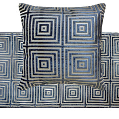 Sapphire Mirage - Velvet Blue Decorative Bed Runner and Pillow Cover