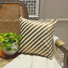 Unfolding Ivory Antique Gold - Ivory Art Silk Throw Pillow Cover