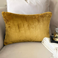 Gold Velvet Throw Pillow Cover - Gold Lines