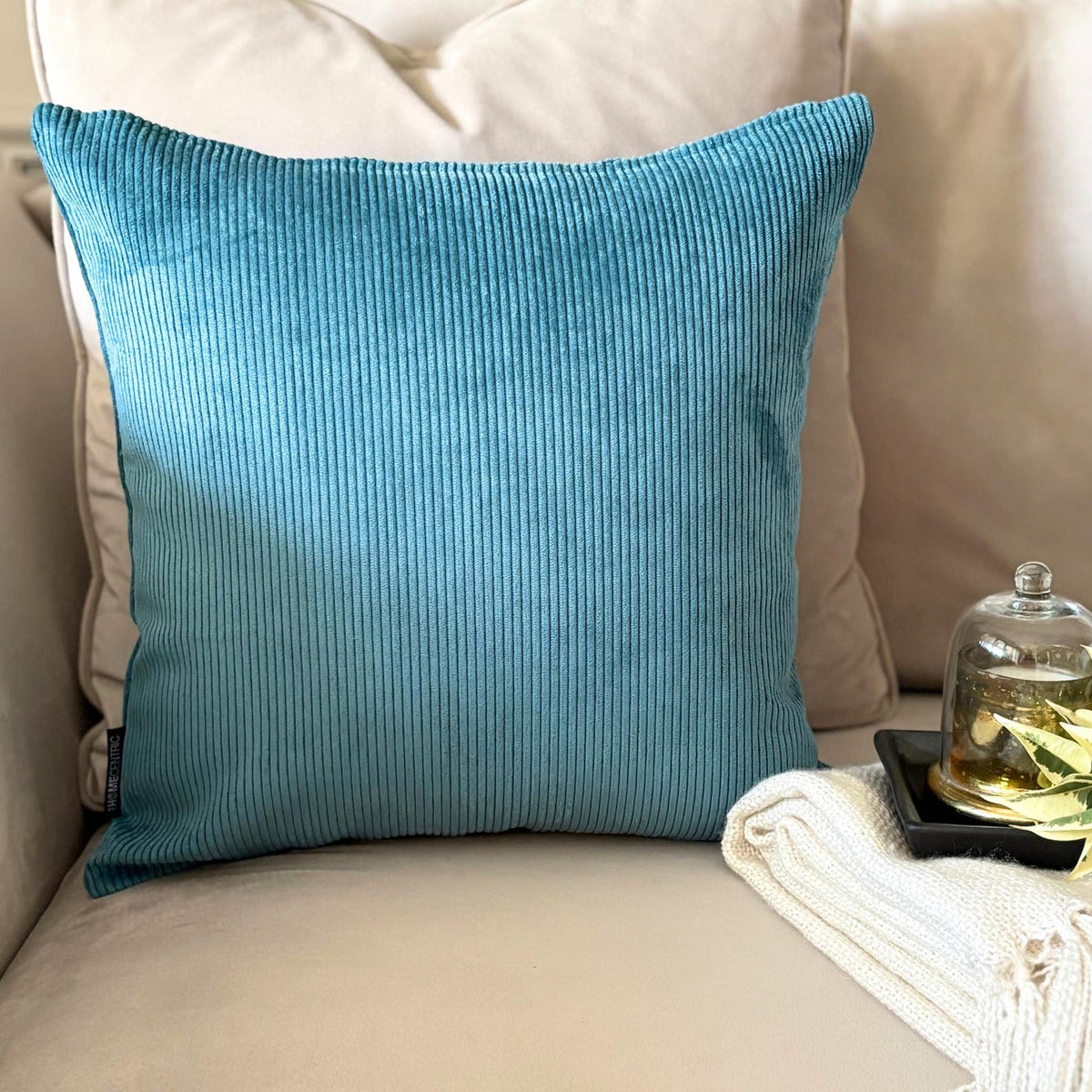 Teal Blue Velvet Throw Pillow Cover - Teal Blue Cords
