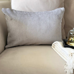 Light Gray Velvet Throw Pillow Cover - Light Gray Cords