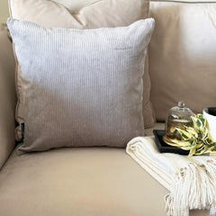 Light Gray Velvet Throw Pillow Cover - Light Gray Cords